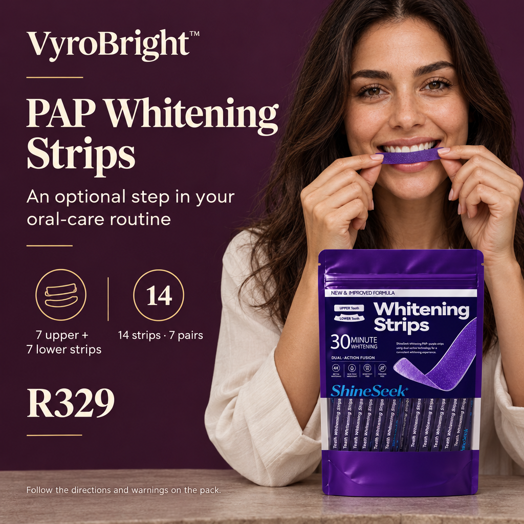 On-brand VyroBright whitening strips advert